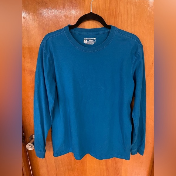 Carhartt Women’s Long Sleeve Logo Tee in Marine Blue - Picture 2 of 6